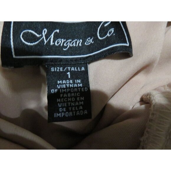 Morgan & Co Gorgeous Gold Sequined Cowl Neck Strappy Evening Gown Dress sz 1 - Picture 7 of 10